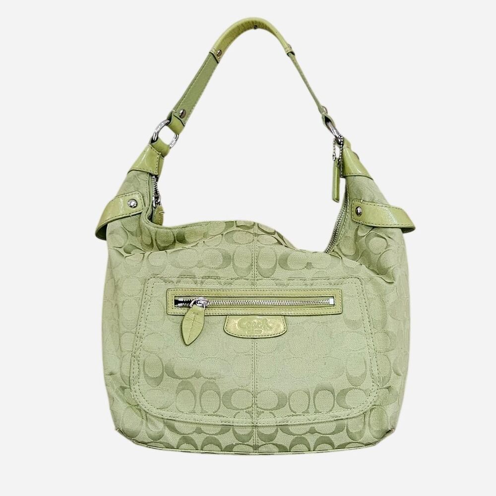 y2k Coach signature lime green Penelope hobo bag